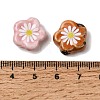 Glaze Daisy Flower Printed Porcelain Beads PR-CBA03B0-04-3