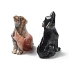 Natural & Synthetic Gemstone Carved Wolf Statues Ornament G-P525-04-2