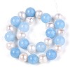Dyed Natural White Jade Round & Natural Cultured Freshwater Pearl Grooved Potato Beads Strands PEAR-N019-01-3