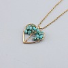 Synthetic Turquoise Chip Beaded Tree of Life Alloy Heart Pendant Necklaces WG026CB-04-1