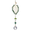 Green Aventurine with Glass and Lampwork Pendant Decorations HJEW-TA00130-01-1