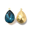Real 18K Gold Plated Brass with Glass Pendants KK-177-22G-01-2