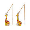 3 Pair 3 Color Alloy Enamel Giraffe Dangle Stud Earrings EJEW-JE05145-3