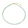 Natural Keshi Pearl Coin and Natural Amazonite Heishi Beaded Necklaces for Women NJEW-JN06344-2