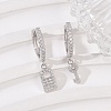 Lock & Key 925 Sterling Silver Micro Pave Clear Cubic Zirconia Hoop Earrings for Women EJEW-G427-01P-03-2