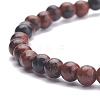 Natural Mahogany Obsidian Round Beaded Stretch Bracelet BJEW-JB07905-03-4