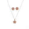 Flower Alloy Cat Eye Pendant Necklaces & Stud Earrings Sets FS-WG11189-01-5