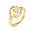 Heart Brass Micro Pave Cubic Zirconia Adjustable Ring Settings KK-K297-22G-1