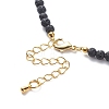Natural Aquamarine & Lava Rock Beaded Necklace with Brass Charm NJEW-JN03997-5