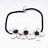 Flower Mother of Pearl Bib Statement Necklaces NJEW-N0014-03E-1