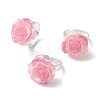 Glitter Powder Rose Resin Finger Rings RJEW-JR00731-01-1