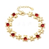 Brass Micro Pave Cubic Zirconia Link Chain Bracelets for Women BJEW-D457-01G-6