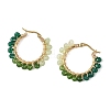 Dyed Natural Malaysia Jade Rondelle Bead & 201 Stainless Steel Hoop Earrings EJEW-JE07415-01-4
