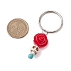 Flower Resin & Synthetic Turquoise Keychain KEYC-JKC00823-3