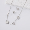 304 Stainless Steel Stud Heart Earrings & Letter LOVE Necklaces Sets for Women ZF6190-1-1