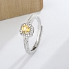 Brass Rhinestone Adjustable Rings for Women PW-WG35733-01-1