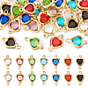 28Pcs 7 Colors Stainless Steel Pave Glass Heart Connector Charms STAS-TA0003-30-1