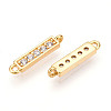 Brass Micro Pave Clear Cubic Zirconia Connector Charms KK-N261-79G-2