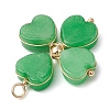 Natural Howlite/Green Aventurine/Malaysia Jade/Rose Quartz/Synthetic Turquoise Clover Pendants PALLOY-JF03181-5