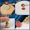 1Pc Golden Tone Brass Wax Seal Stamp Head with Bamboo Stick Shaped Handle STAM-CP0001-04H-6