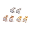 6 Pairs Cubic Zirconia Flat Round Stud Earrings EJEW-G291-05D-M-2