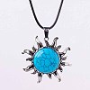 Synthetic Turquoise Sun Pendant Necklace NV9131-4-1