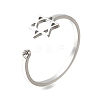 304 Stainless Steel Micro Pave Cubic Zirconia Open Cuff Rings RJEW-S628-02P-2