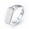 Natural Shell Rectangle Adjustable Ring RJEW-T001-97P-3