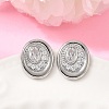 Brass Micro Pave Cubic Zirconia Stud Earrings EJEW-G471-13P-3