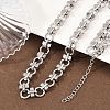 8MM 304 Stainless Steel Textured Ring Link Chain Necklaces NJEW-Z105-04P-03-1
