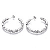 Brass Micro Pave Clear Cubic Zirconia Half Hoop Earrings EJEW-T046-011P-NF-2