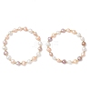 Natural Cultured Freshwater Pearl & 304 Stainless Steel Beads Stretch Bracelets for Women BJEW-JB13346-2