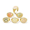 Bear Pattern Real 18K Gold Plated Open Rings for Teen Girl Women KK-C224-08G-1