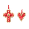 2Pcs 2 Styles Glass Seed Beaded Pendants PALLOY-MZ00883-03-1