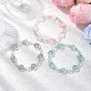 3Pcs 3 Colors Plum Blossom Flower Glass Beads Stretch Bracelets for Women BJEW-JB12138-1