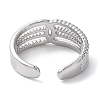 304 Stainless Steel Hollow Multi Line Open Cuff Rings RJEW-D006-02P-3