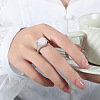 Natural Rose Quartz & 304 Stainless Steel Finger Rings WGF96AF-01-1