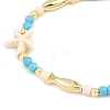 Synthetic Turquoise & Brass Beaded Stretach Bracelets for Women BJEW-JB12487-3