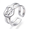 Non-Tarnish 304 Stainless Steel Heart Open Cuff Ring RJEW-N040-15-1