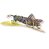 Grasshopper Antique Silver Alloy Rhinestone Brooches PW-WG9CCBB-04-1