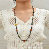 Bohemian Handmade Colorful Porcelain Beaded Waxed Cord Long Necklaces for Women FS-WGF474B-05-1