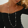 Elegant Natural Pearl & Clear Cubic Zirconia Long Necklaces LP2810-5