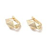 Faceted Rhombus Rack Plating Brass Hoop Earring Findings with Latch Back Closure KK-D083-03G-1