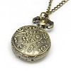 Alloy Flat Round with Number Pendant Necklace Quartz Pocket Watch X-WACH-N011-28-3
