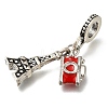 Rack Plating Alloy Red Enamel European Dangle Charms PALLOY-A009-06P-2