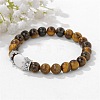 8MM Round Natural Tiger Eye Beaded Stretch Bracelets with Oval Synthetic Howlite Beads WG9ED28-05-1
