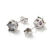 925 Sterling Silver Moissanite Rhinestone Stud Earrings EJEW-U042-05P-04-2