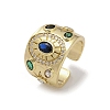 Brass Micro Pave Cubic Zirconia Adjustable Cuff Rings for Women RJEW-C129-10G-4