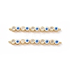 Flat Round with Evil Eye Pattern Brass Micro Pave Clear Cubic Zirconia Enamel Connector Charms KK-G435-44G-02-2