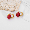 French Vintage Natural Rose Stone Hoop Earrings AC0177-2-4